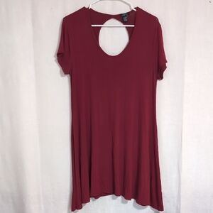 Rue 21 Burgundy Cutout Scoop Neck Dress Knee Length Size Large